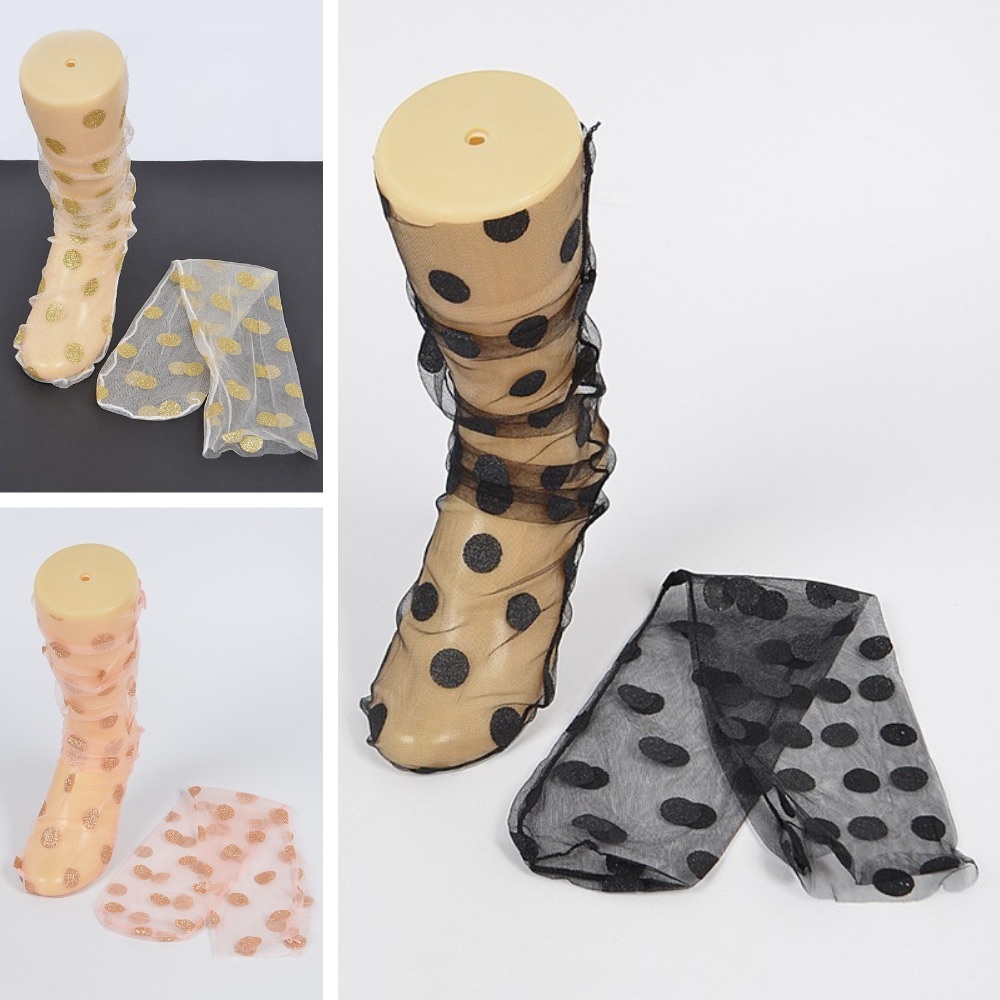35R. Mesh Glitter Polka Dot Socks